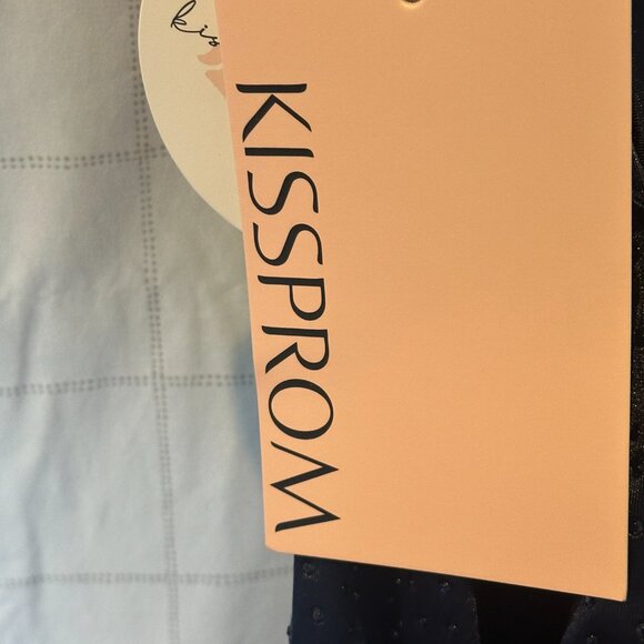 Mermaid V-Neck Satin Slit-Navy-Size 4-Brand New, Never Worn - Picture 11 of 11